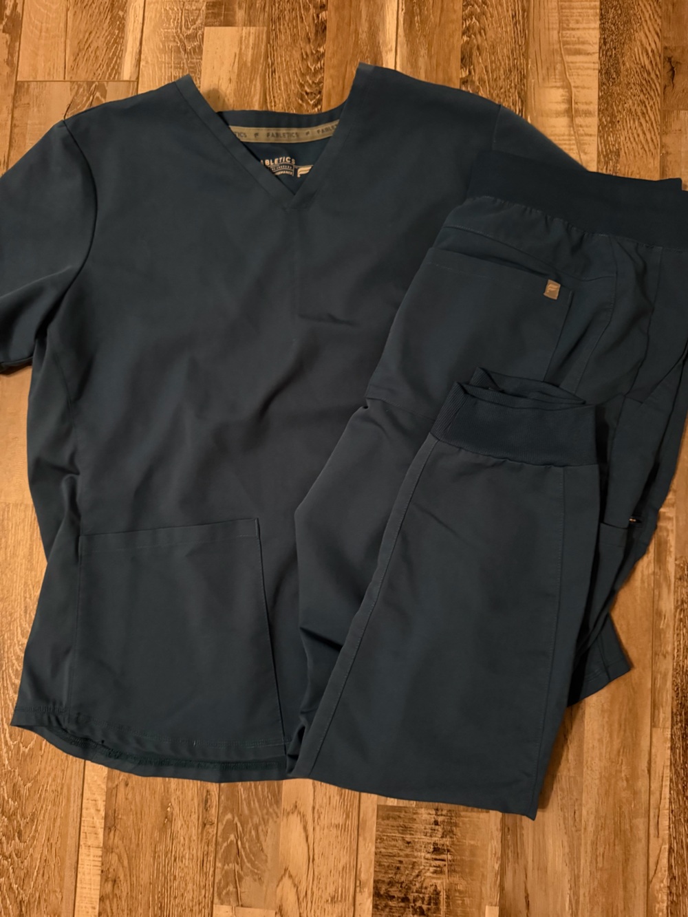 Fabletics Scrub Jogger and Two Pocket Top Set-Caribbean Blue